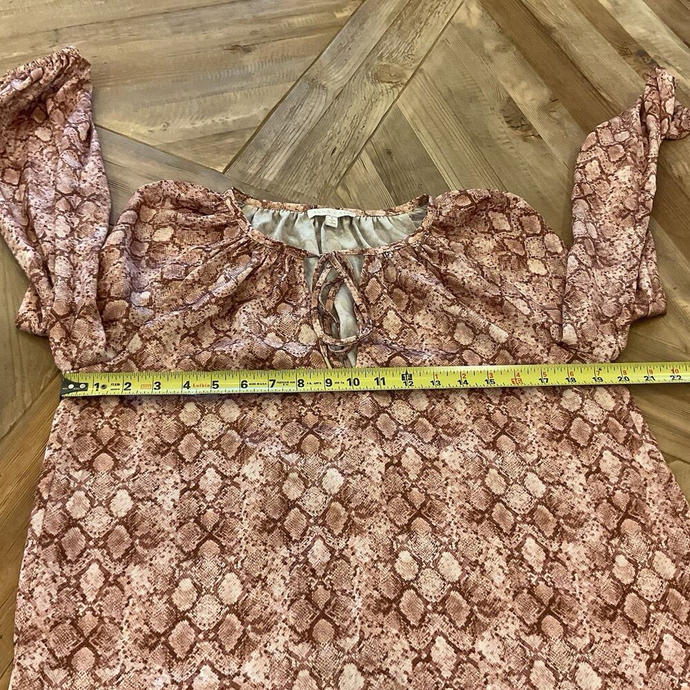Anna Cate Python-Print Tie-Neck Blouse M Long-Sle… - image 7